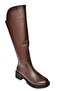 N654032803 Brown Genuine Leather Low Heeled Women's Boots - 8