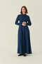 Partly Stitched Tencel Dress Navy Blue