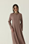 Partly Stitched Tencel Dress Mink - 4