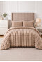 Loria Plush Double Bedspread 220X240Cm Honeycomb Pattern Fiber Filled Soft - Cappuccino - 4