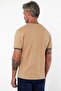 Men's Long Judge Collar Short Sleeve Basic Beige T-Shirt - 7