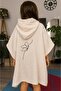 Embroidered Muslin Beach Poncho - Hooded Pareo