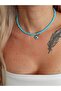 Light Blue Sand Necklace Glass Charm - 2