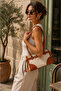 Women's Linen Tassel Detailed Zippered Hand and Shoulder Bag - 4