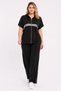 Women's Large Size Black, Hooded Zipper Closures, Striped Detail High Waist Sweatpants Set 65N39421 - 4