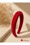 Red Velvet Padded Curved Handmade Women's Hair Crown 3 cm – Stylish Thick Hairband Dd676 - 2