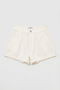 Women's Off-White Color 7S6-101 Mini Length Pleated 100% Cotton Denim Shorts - 4