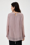 Women's Powder Italian Degaje Collar Long Sleeve Lined Silk Blouse 38 - 42 Size - 4