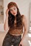 Women's Knitted Beanie Hat Boho Bloom Orange – Handmade Look Summer Bohemian Accessory - 6
