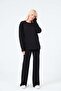 Maternity Side Zipper Long Sleeve High Waist Wide Leg Soft Touch Tracksuit Set Black