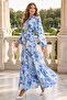 Patterned Hijab Dress Blue 585 - 2