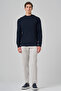 Men's Navy Blue Trend Crew Neck Rayon Knitwear - 4