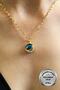Women's 316l Stainless Steel Gold Zircon Stone Blue Crescent Earth Space Planet Necklace - 7