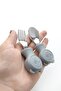 304 Steel Gray Baby Teddy Bear Model Children's Spoon and Fork Set Cin766Gr - 3