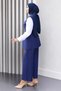 Ornamental Pocket Detailed Vest Suit Indigo 19249 - 4