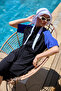 Parachute Short Sleeve Semi-Closed Swimsuit with Front Cover R303 - 3