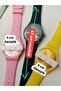 Special Design Svatch Model, Pink Color Silicone Strap, Unisex Wristwatch with Calendar, 4 cm Width, 22 cm Length, Attention: the Watch Case Is Large - 7