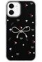 iPhone 11 Case with Marbling Effect, 3D Bow and Floral Pattern, Raised Camera Cover