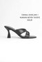 Black Leather Classic Heels 7cm Cross Slippers Shoes New Season - 3
