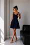 1027 Women's Cotton Basic U-Neck Sleeveless A-Line Dress Navy Blue