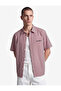 Classic Collar Pocket Embroidery Detailed Comfortable Fit Plaid Short Sleeve Shirt - 2