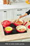 Swiss Crystal Neocast 7 Piece Cast Iron Pot and Pan Set Red - 2 Oven Gloves - 5