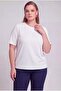 Hscstore Women's Crew Neck Large Size White T-shirt - O4054