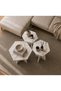 Zigon Coffee Table, Mushroom Hexagonal 3-Piece Zigon Coffee Table, Center Table Set, White Marble Top - 2