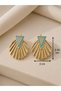 Xuping Rose Color, Turquoise Minered Fan Shape Earrings Acr9950 - 3