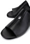 Women's Genuine Leather Black Leather Heeled Slippers - 3