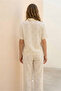 Women's Short Sleeve Aerobin Pajama Set – Maternity & Maternity, White & Ecru - 3