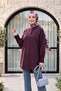 Sleeve Cuff Draped Oval Cut Shirt - Mortar - 5