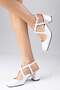 White Color Open Back Blunt Toe Women's Heeled Shoes