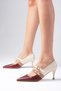 Amber Burgundy Color Double-Strapped Pointed-Toe Women's Heeled Shoes