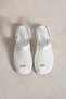 Women's White Knitted Detailed Thick Heeled Sandals