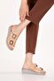 Genuine Leather Comfort Sole Comfortable Daily Slipper Imk.2103 Cappuccino - 3
