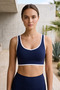 Women's Contrast Ribbed Seamless Supportive Sports Bra Yoga Pilates Fitness Bustier - 9