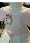 Girl's Special Occasion & Evening Dress and Rose Decorated Bag - Powder - 6