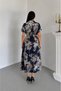 Women's Dress Long 100% Viscose Patterned Buttoned Short Sleeve Belted Shirt Collar Summer Dress - 4