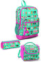 Kids Water Green Neon Pink Dog Pattern 3-Piece School Bag Set SET0123465