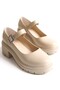 Zri̇n-708 Premium Beige Wrinkled Patent Leather Orthopedic High-Sole Loafer - 3