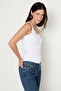 Women's White Premium Cotton Ribbed Look Athlete Bodysuit Soft Textured Flexible Slim Fit - 7