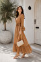 Turab - Exquisite Chiffon Fully Lined Maxi Dress with Layered Bell Sleeves and Ruffled Hem - Nude Br - 3