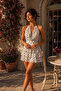 Layered Ruffle Polka Dot Mini Dress with Accessories - 3