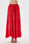 Red Italian Elastic Waist Long Viscose Skirt Size 38 - 42 - 4