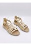 Linda Kadın Beige Flat Sole Ankle Strap Casual Sandals Slippers