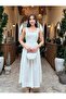 Ecru Stone Printed A-Line Lace-Up Dress - Tight Fit - 3