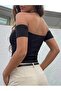 Women Halter Neck Halter Top and Back Low-Cut Bodycon Short Sleeve Madonna Collar Blouse - 3