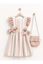 Girls' Striped Dress Set with Bow Detail