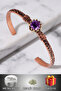 Women's Copper Bracelet - Amethyst Stone Tree Bark Model Thin Metal Box Quartz Stone Bracelet